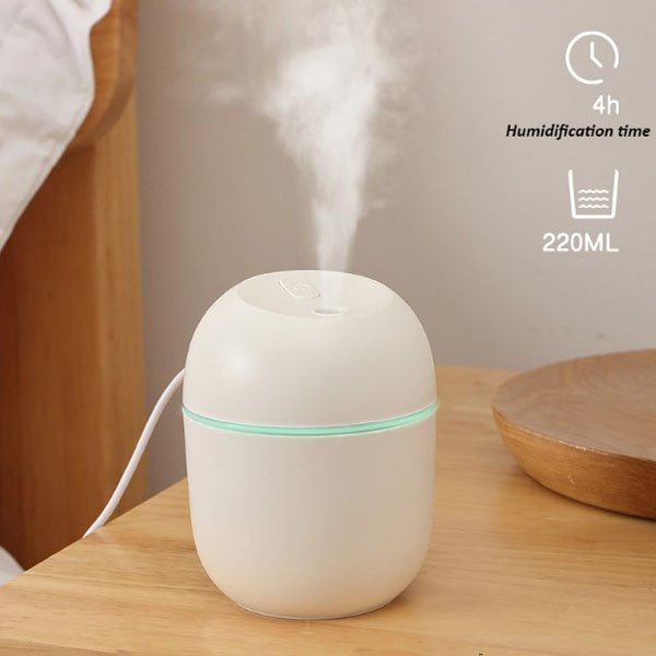 220ML Mini Portable Ultrasonic Colorful Egg Humidifier With LED Light