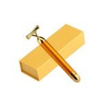 24K Gold Plated Face Slimming T shape Vibration Beauty Roller Massager Stick Bar