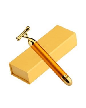 24K Gold Plated Face Slimming T shape Vibration Beauty Roller Massager Stick Bar