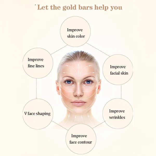 24K Gold Plated Face Slimming T shape Vibration Beauty Roller Massager Stick Bar