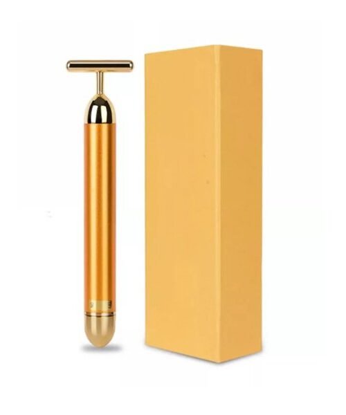 24K Gold Plated Face Slimming T shape Vibration Beauty Roller Massager Stick Bar