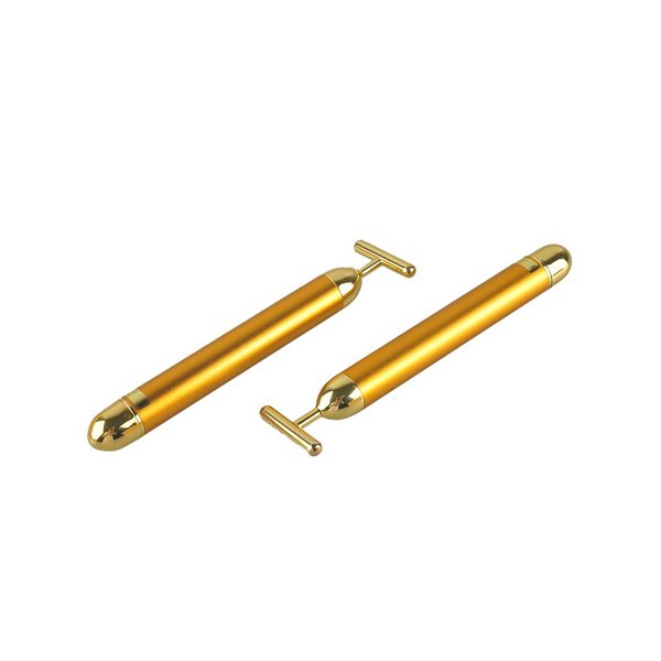 24K Gold Plated Face Slimming T shape Vibration Beauty Roller Massager Stick Bar