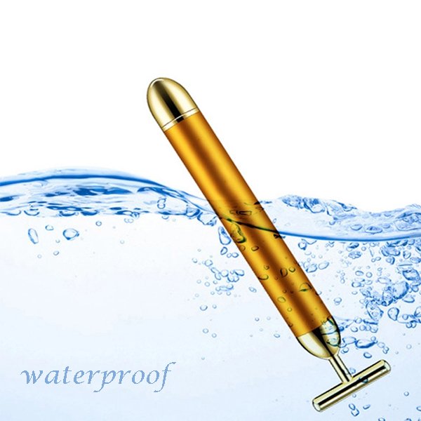 24K Gold Plated Face Slimming T shape Vibration Beauty Roller Massager Stick Bar