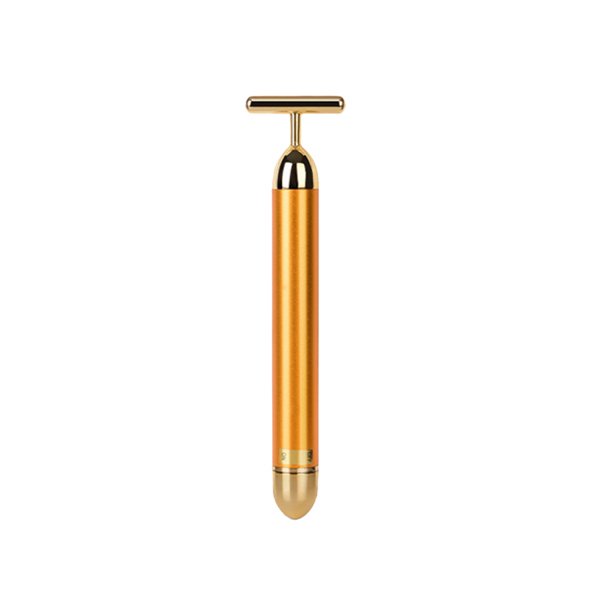 24K Gold Plated Face Slimming T shape Vibration Beauty Roller Massager Stick Bar