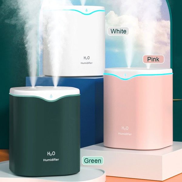 2L Double Nozzle Aromatherapy Air Humidifier With Colorful LED Light