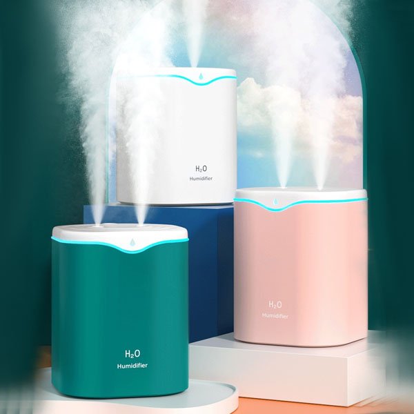 2L Double Nozzle Aromatherapy Air Humidifier With Colorful LED Light