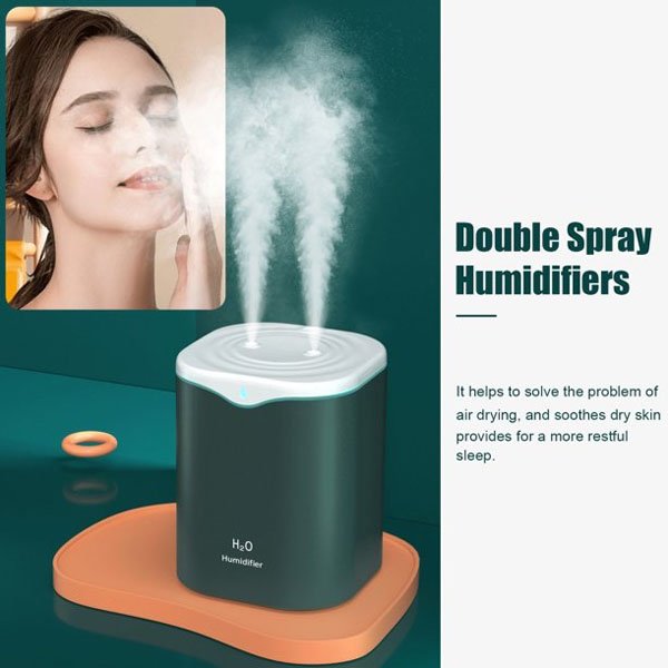 2L Double Nozzle Aromatherapy Air Humidifier With Colorful LED Light