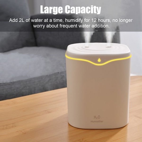 2L Double Nozzle Aromatherapy Air Humidifier With Colorful LED Light