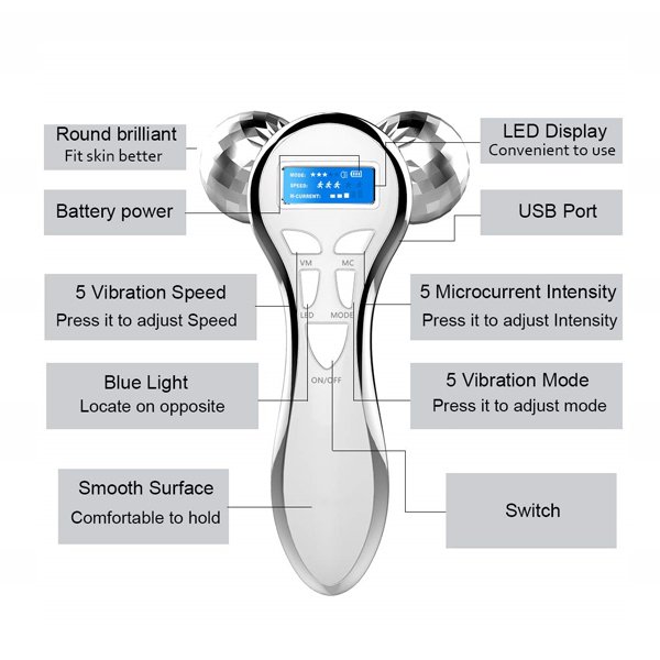 4D Roller Firming Lifting V Shape Facial Massage Device for Anti Wrinkle Toning Tightening Skin Care (Copy)