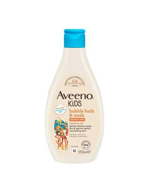 Aveeno Kids Bubble Bath & Wash for Sensitive Skin 250ml