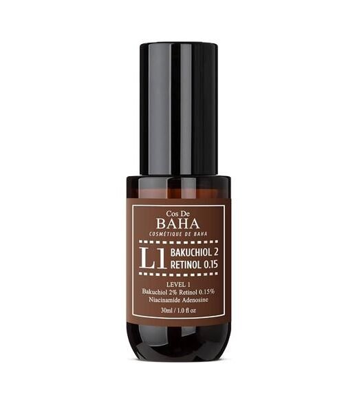 Cos De BAHA-Bakuchiol 2% Serum with Retinol for Face, Anti-Aging, Hyperpigmentation and Acne Flare-Ups, 1 Fl Oz 30ml (L1)