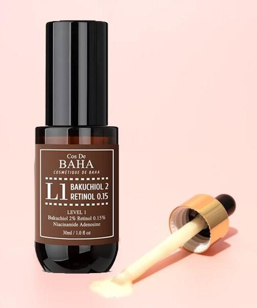 Cos De BAHA-Bakuchiol 2% Serum with Retinol for Face, Anti-Aging, Hyperpigmentation and Acne Flare-Ups, 1 Fl Oz 30ml (L1)
