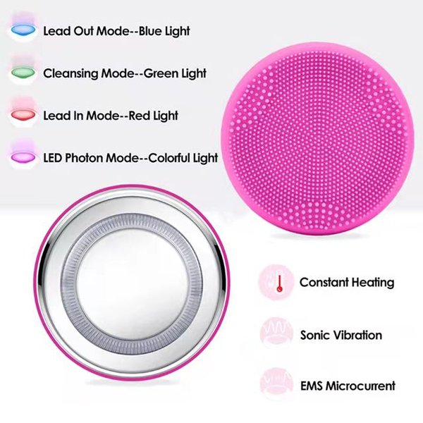 LED Photon Skin Rejuvenation Face Massager and  Silicone Cleansing Facial Brush