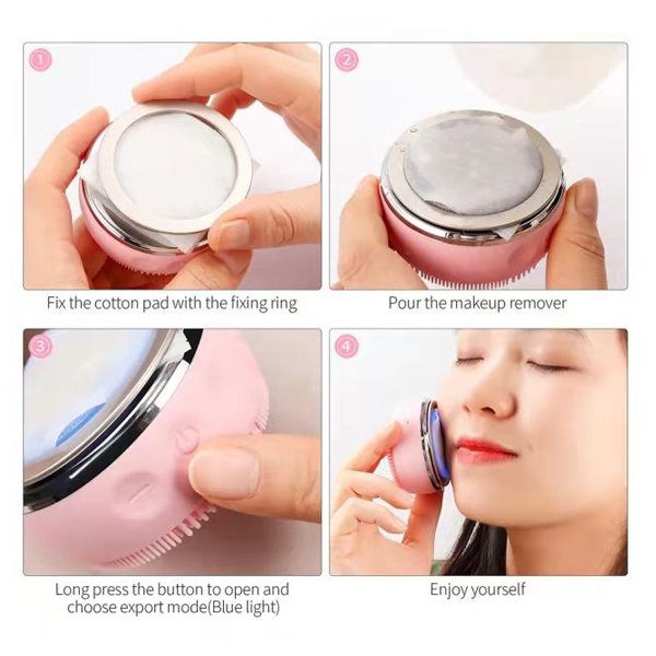 LED Photon Skin Rejuvenation Face Massager and  Silicone Cleansing Facial Brush