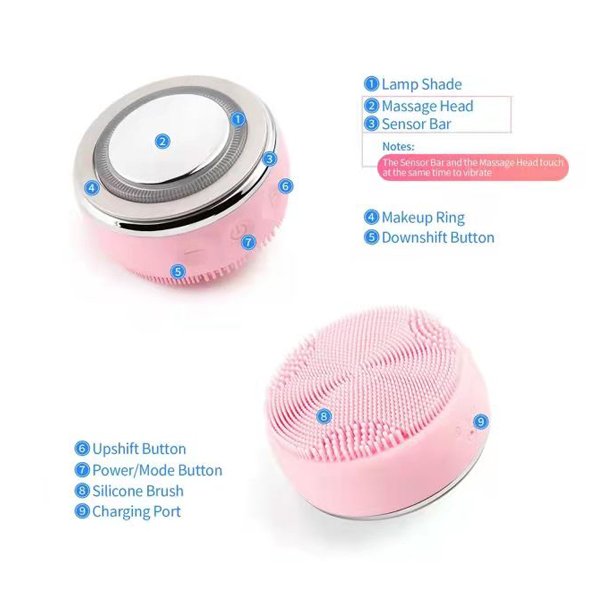LED Photon Skin Rejuvenation Face Massager and  Silicone Cleansing Facial Brush