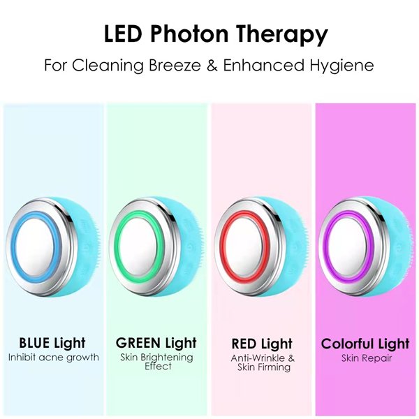 LED Photon Skin Rejuvenation Face Massager and  Silicone Cleansing Facial Brush