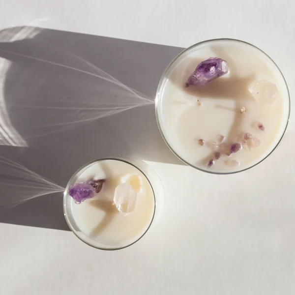 Luxury Gemstone Aromatherapy Scented Soy Wax crystal candle with gift box(Lavender)