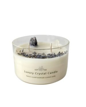 Luxury Gemstone Aromatherapy Scented Soy Wax crystal candle with gift box(Lavender)