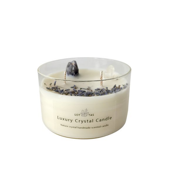 Luxury Gemstone Aromatherapy Scented Soy Wax crystal candle with gift box(Lavender)