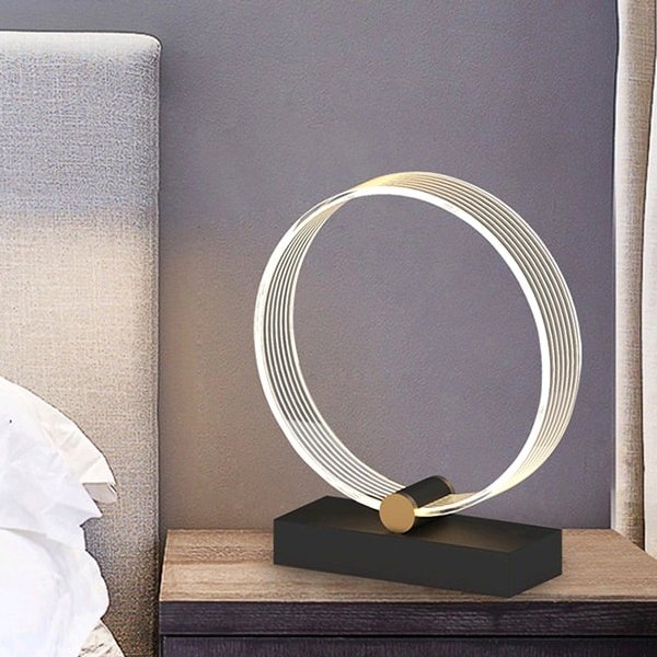 Modern fashionable acrylic metal base led table night lamp for room decoration (Round Shape)