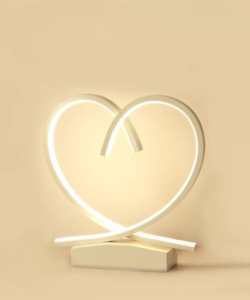 Modern Nordic Home Decoration Bedroom Reading Desktop Night Aluminum PVC Wake up LED Table Lamp (Heart Shape)