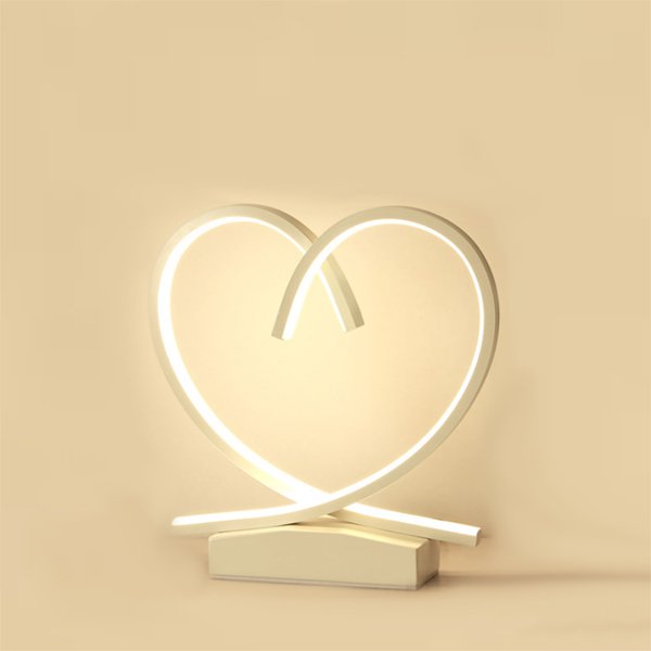 Modern Nordic Home Decoration Bedroom Reading Desktop Night Aluminum PVC Wake up LED Table Lamp (Heart Shape)