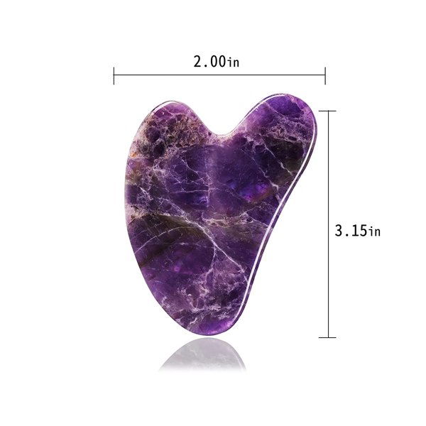 Natural Jade Stone Amethyst Gua Sha Massage Tool for Face and Body(Purple)