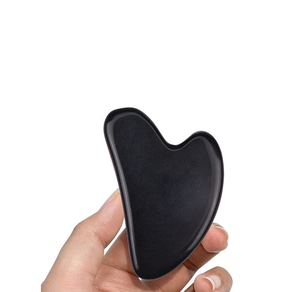 Natural Jade Stone Obsidian Gua Sha Massage Tool for Face and Body(Black)