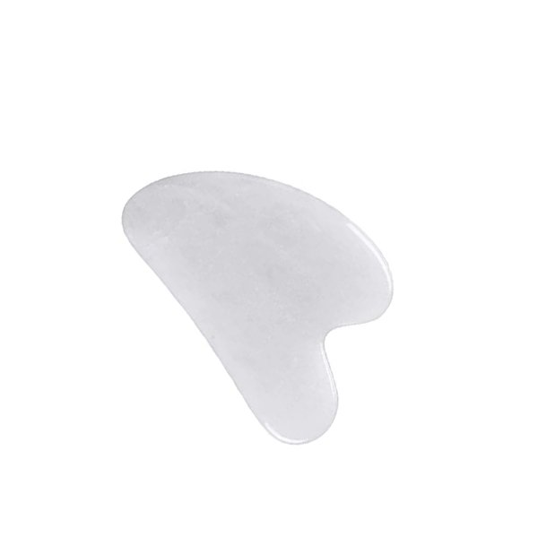 Natural Jade Stone White Crystal Gua Sha Massage Tool for Face and Body(White)