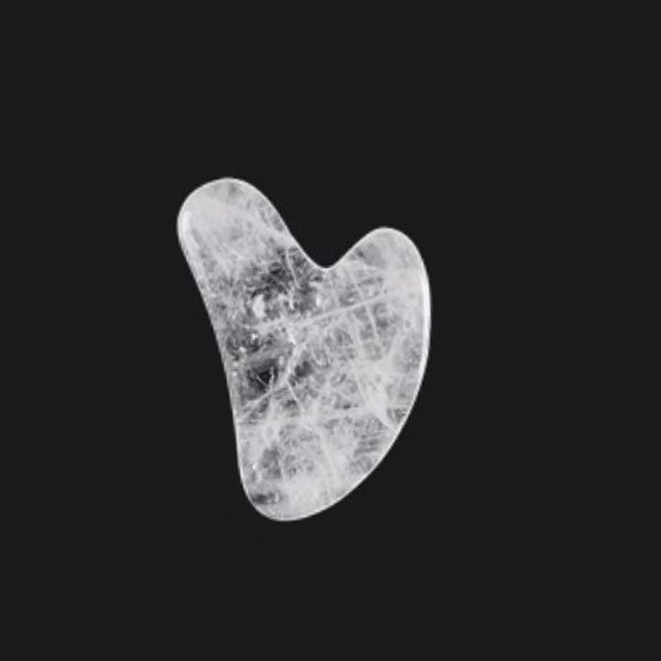 Natural Jade Stone White Crystal Gua Sha Massage Tool for Face and Body(White)