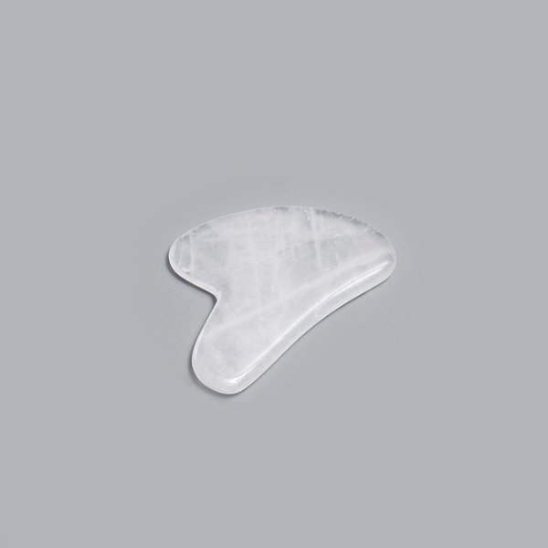 Natural Jade Stone White Crystal Gua Sha Massage Tool for Face and Body(White)