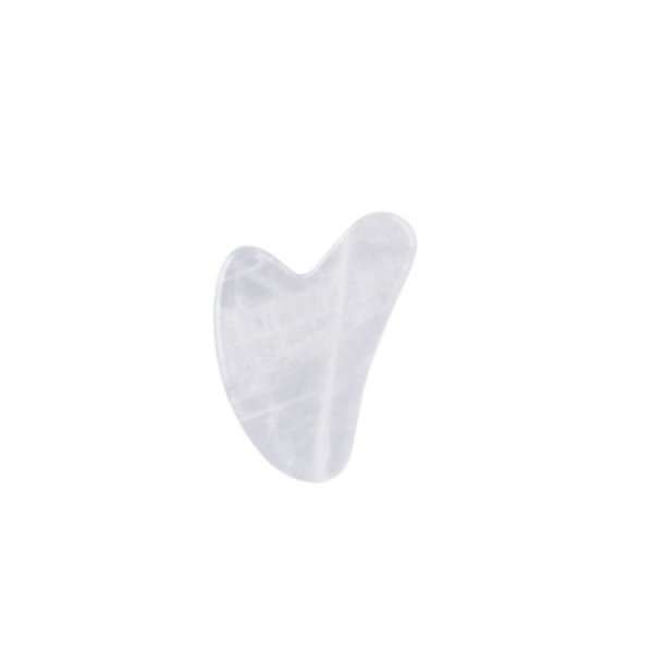 Natural Jade Stone White Crystal Gua Sha Massage Tool for Face and Body(White)