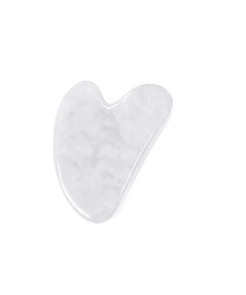 Natural Jade Stone White Crystal Gua Sha Massage Tool for Face and Body(White)