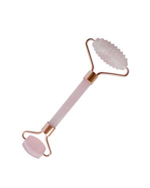 Natural Jade Stone Rose Quartz Jade Roller Massage Tool for Face and Body(Pink)
