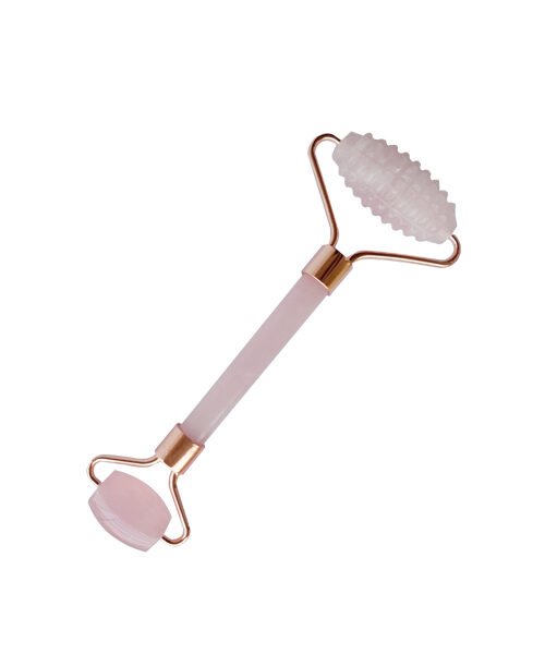 Natural Jade Stone Rose Quartz Jade Roller Massage Tool for Face and Body(Pink)