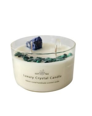 Luxury Gemstone Aromatherapy Scented Soy Wax crystal candle with gift box(Sea Salt & Sage)