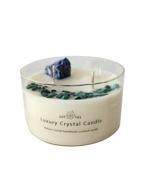 Luxury Gemstone Aromatherapy Scented Soy Wax crystal candle with gift box(Sea Salt & Sage)