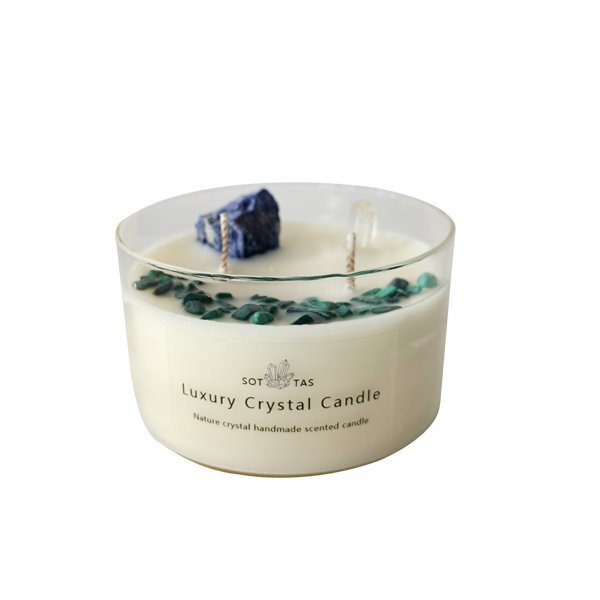 Luxury Gemstone Aromatherapy Scented Soy Wax crystal candle with gift box(Sea Salt & Sage)
