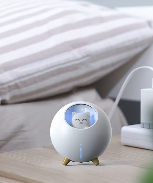 USB Mini Portable Ultrasonic Colorful Planet Cat Humidifier With LED Lamp
