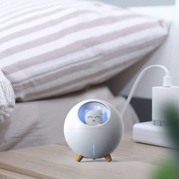 USB Mini Portable Ultrasonic Colorful Planet Cat Humidifier With LED Lamp
