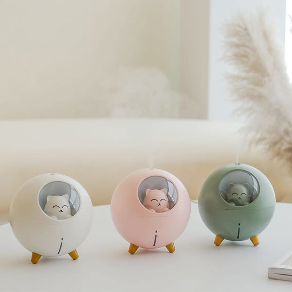 USB Mini Portable Ultrasonic Colorful Planet Cat Humidifier With LED Lamp