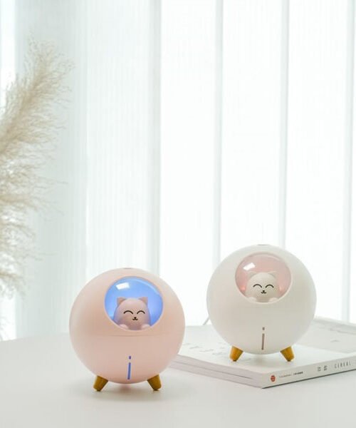 USB Mini Portable Ultrasonic Colorful Planet Cat Humidifier With LED Lamp