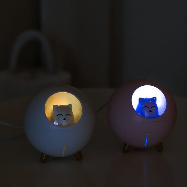 USB Mini Portable Ultrasonic Colorful Planet Cat Humidifier With LED Lamp