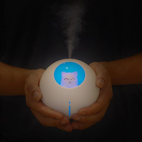 USB Mini Portable Ultrasonic Colorful Planet Cat Humidifier With LED Lamp
