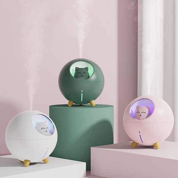 USB Mini Portable Ultrasonic Colorful Planet Cat Humidifier With LED Lamp