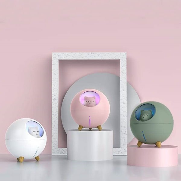 USB Mini Portable Ultrasonic Colorful Planet Cat Humidifier With LED Lamp