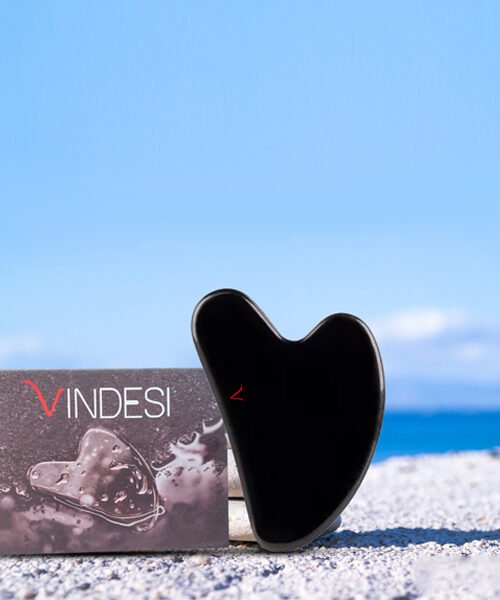 Natural Jade Stone Obsidian Gua Sha Massage Tool for Face and Body(Black)