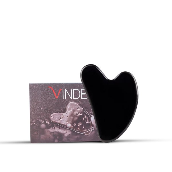 Natural Jade Stone Obsidian Gua Sha Massage Tool for Face and Body(Black)