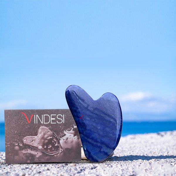 Natural Jade Stone Blue Aventurine Gua Sha Massage Tool for Face and Body(Blue)