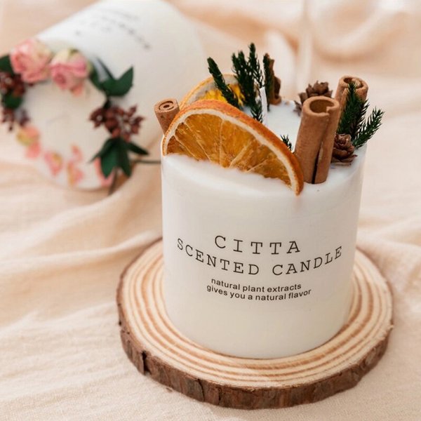 Citta Strong Scented Aromatherapy Candles With Glass Cover (Orange)